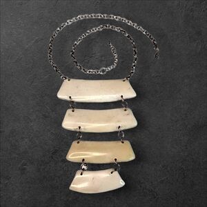 Artisan Tribal Ethnic Natural Color Chunky Statement Ladder Adjustable Necklace